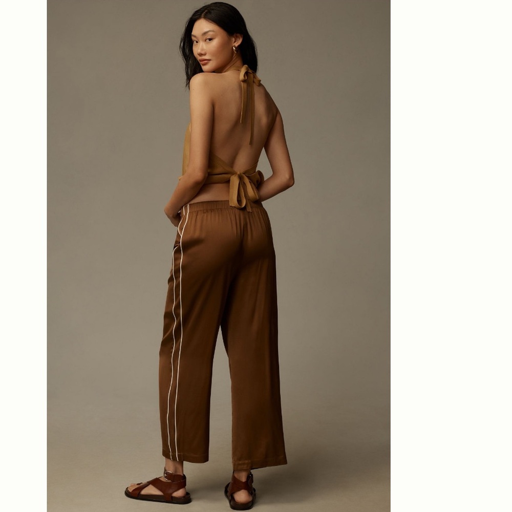Anthropologie Satin Track Pants